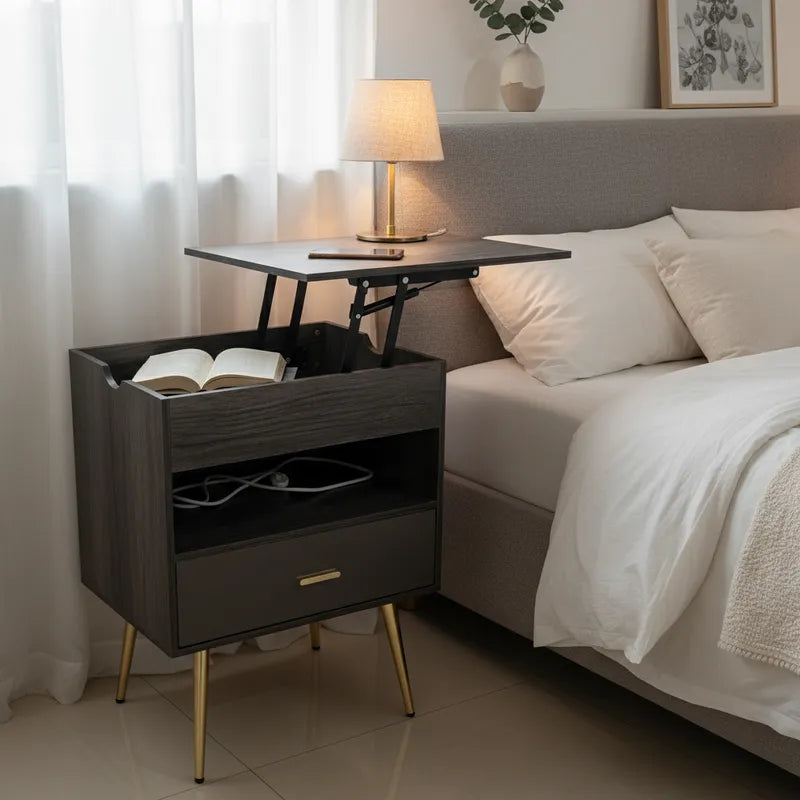 Mesas De Luz C/ Cajón, Estación De Carga Tapa Aérea Dormitorio