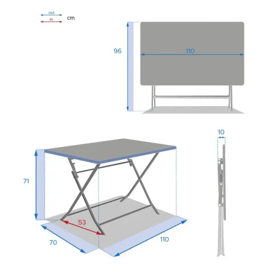 Mesa Plegable Y 4 Sillas Acero